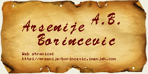 Arsenije Borinčević vizit kartica